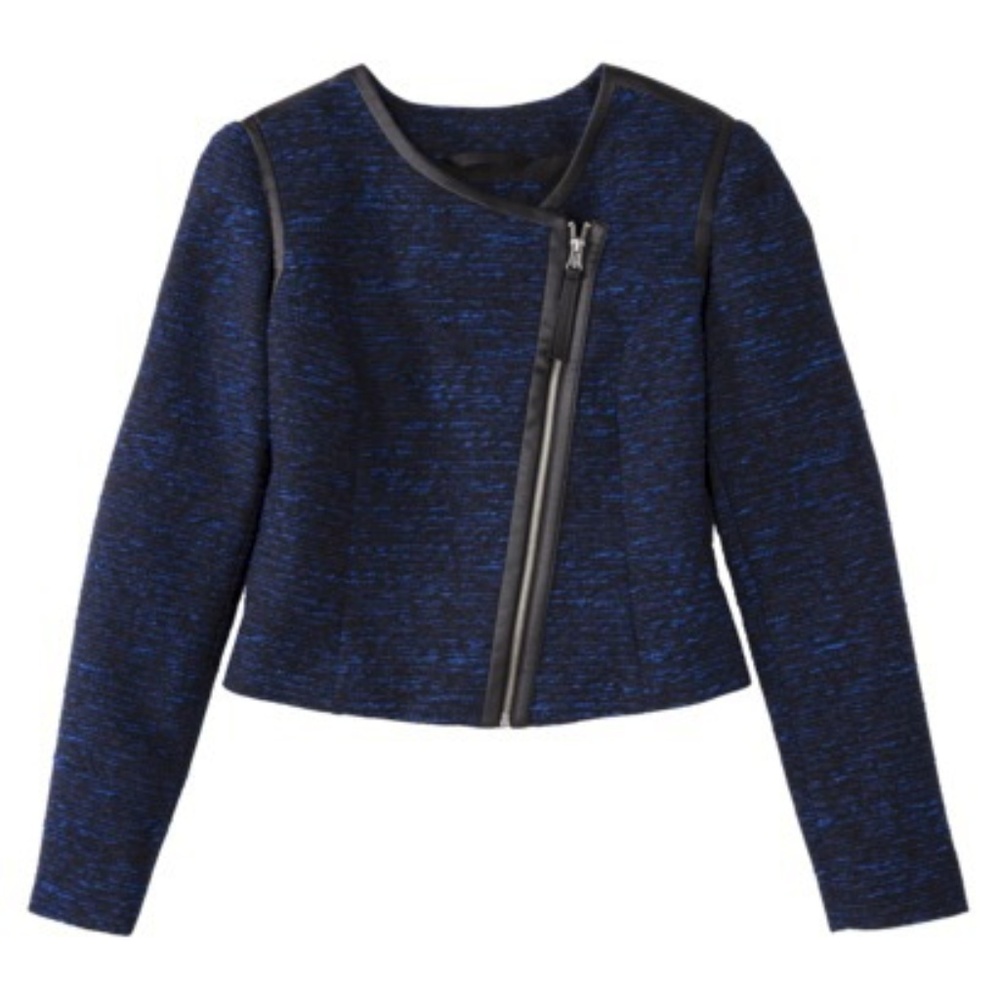 Mossimo | EUC Blue & Black Faux Leather Jacket